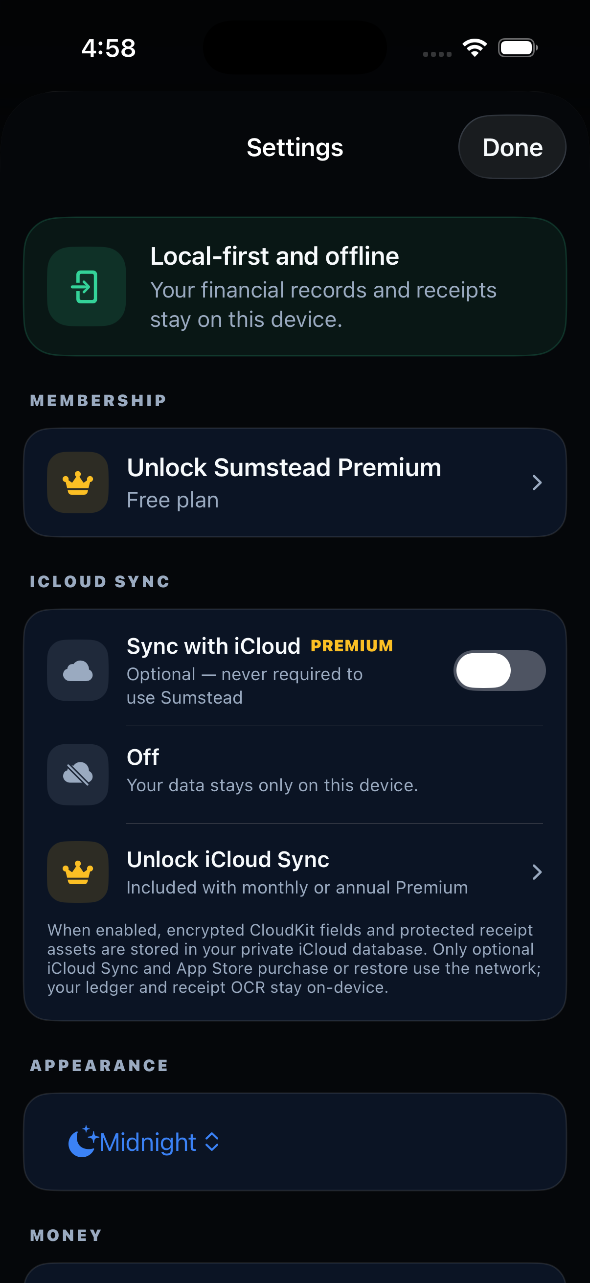 Sumstead privacy settings